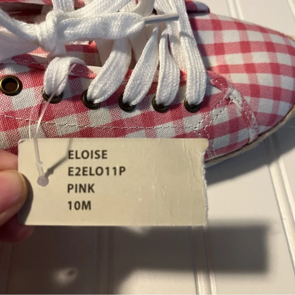 Esprit Eloise Pink Gingham Lace-Up Sneakers Size 10M New Preppy Spring